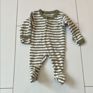 L’oved baby Newborn Striped Green and White Footie One Piece organic cotton